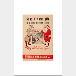 Send A Warm Gift To A Little Russian Friend -Russian War Relief - WWII Prapoganda Posters Posters and Art